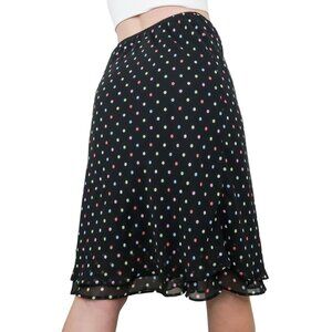 Vintage 90s Black Rainbow Polka Dot Skirt